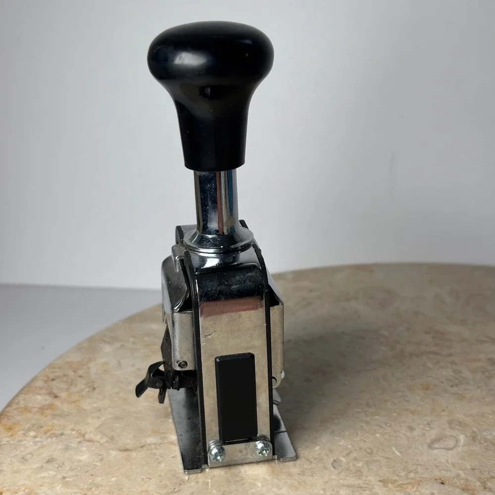 Cosco Automatic Numbering Machine Stamp 6‎ Wheel Metal Silver Black Office